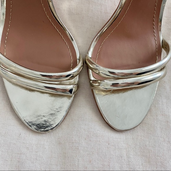 Zara Gold Ankle Strap High Heel Sandals - Picture 7 of 9